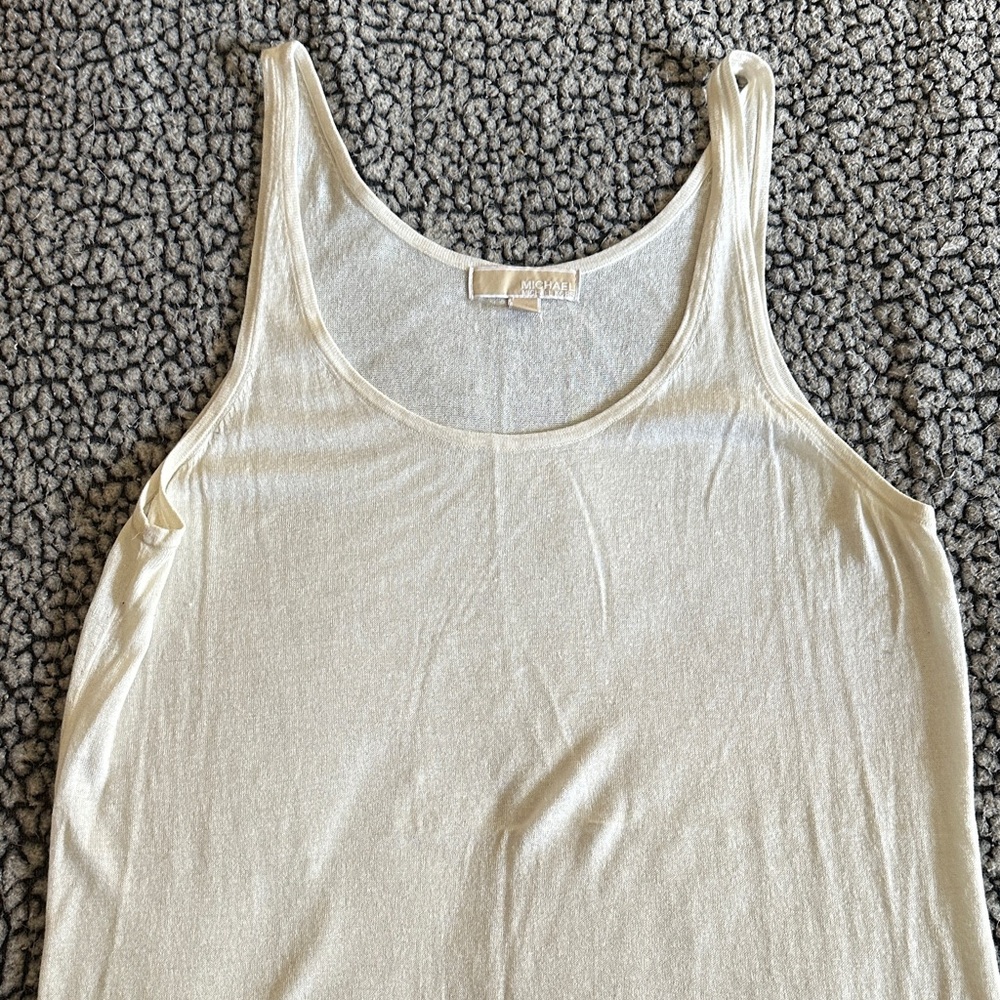 Michael Kors Cream Tank Top XL cashmere silk blend
